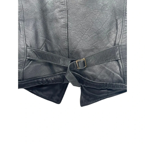 Reed Vintage Leather Vest Button Down with Pockets Adjustable Back Strap Black - Picture 7 of 12